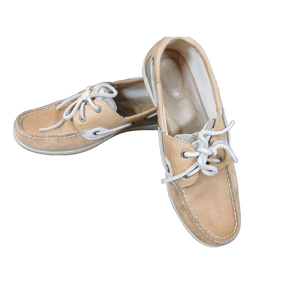 Sperry Women’s Koifish Boat Shoes Tan 9M Leather Mesh Nautical Loafers
